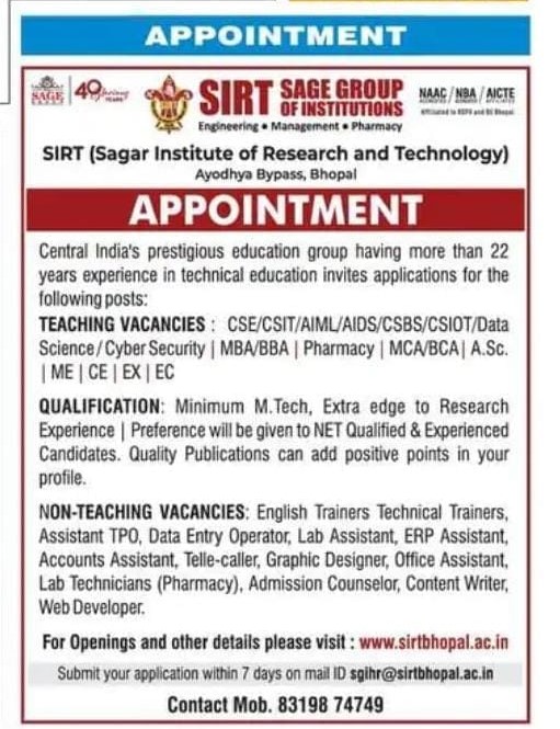 SIRT Current Openings